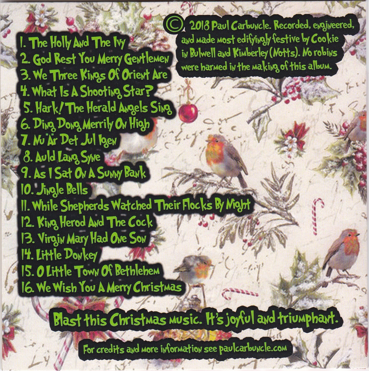 Paul Carbuncle Carbuncular Christmas sleeve back